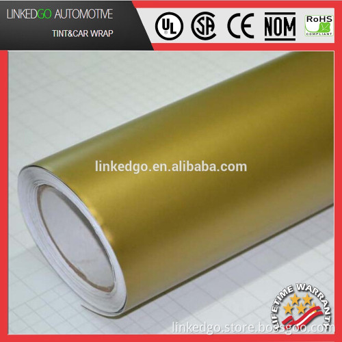 Promotional car accessory vinyl sticker Gold 1.52*30M Self-Adhesive Matte Vinyl Wrap